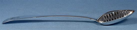 A large George III Irish silver strainer spoon, Length; 13 ¼”/337mm Weight: 4.6oz/130 grms.